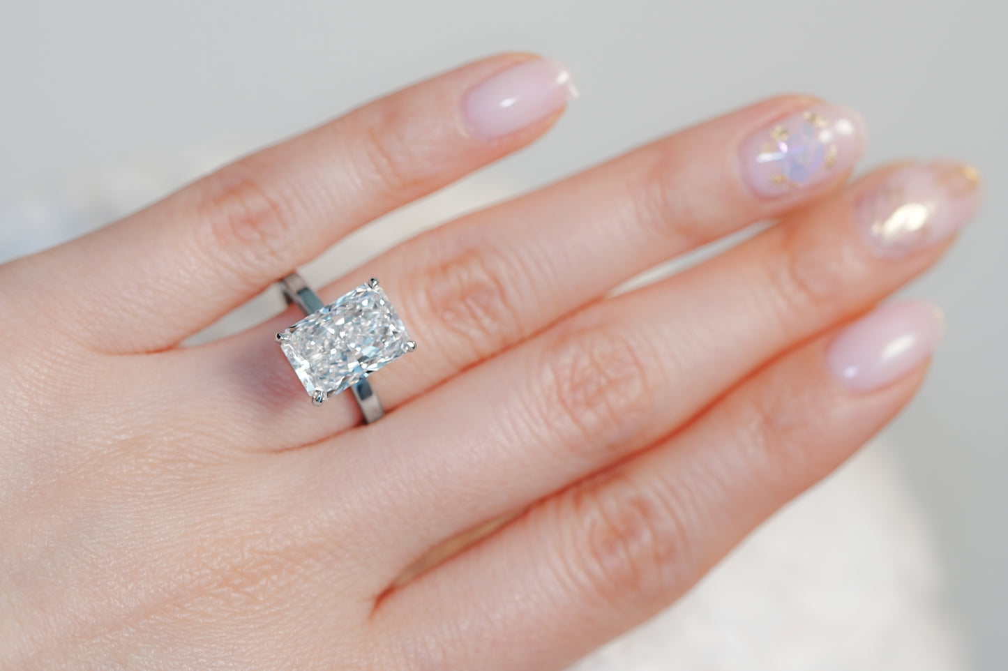Radiant Diamond Hidden Halo Solitaire Engagement Ring