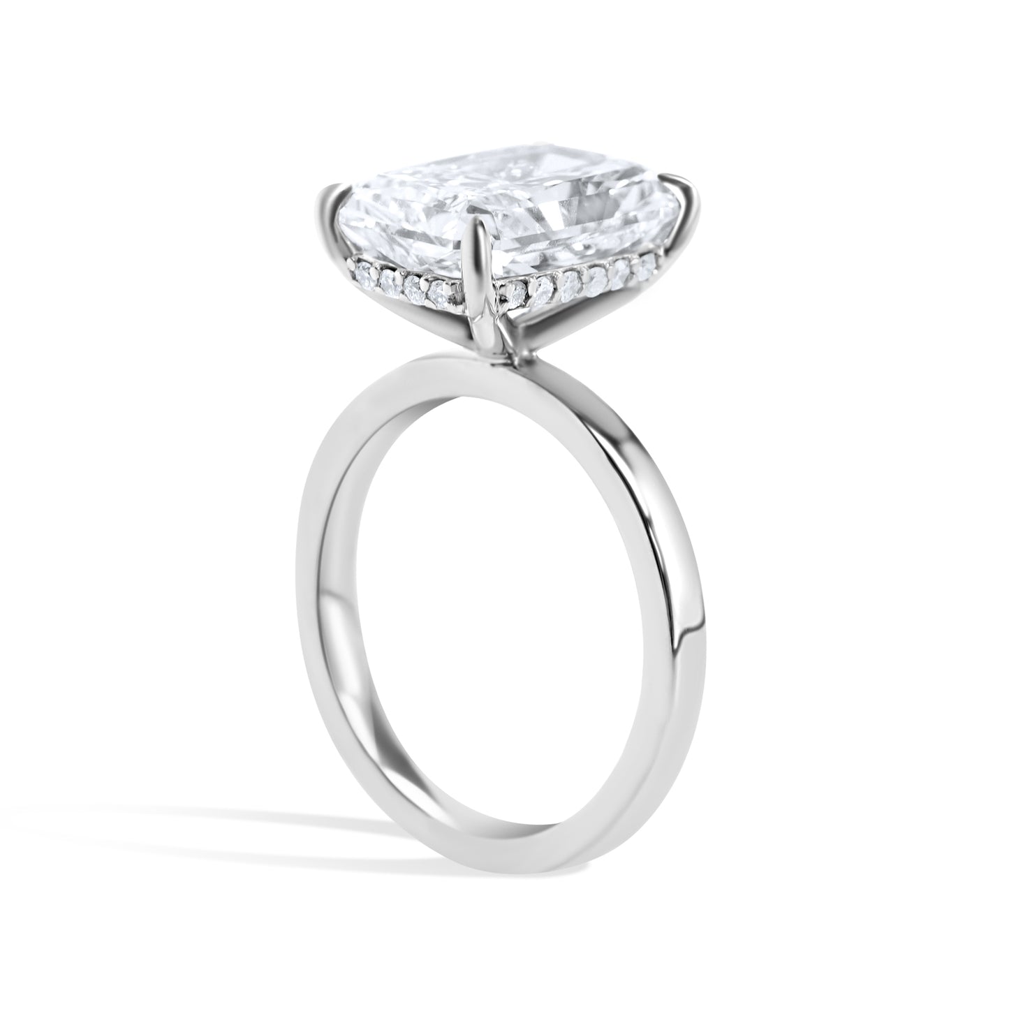 Radiant Diamond Hidden Halo Solitaire Engagement Ring
