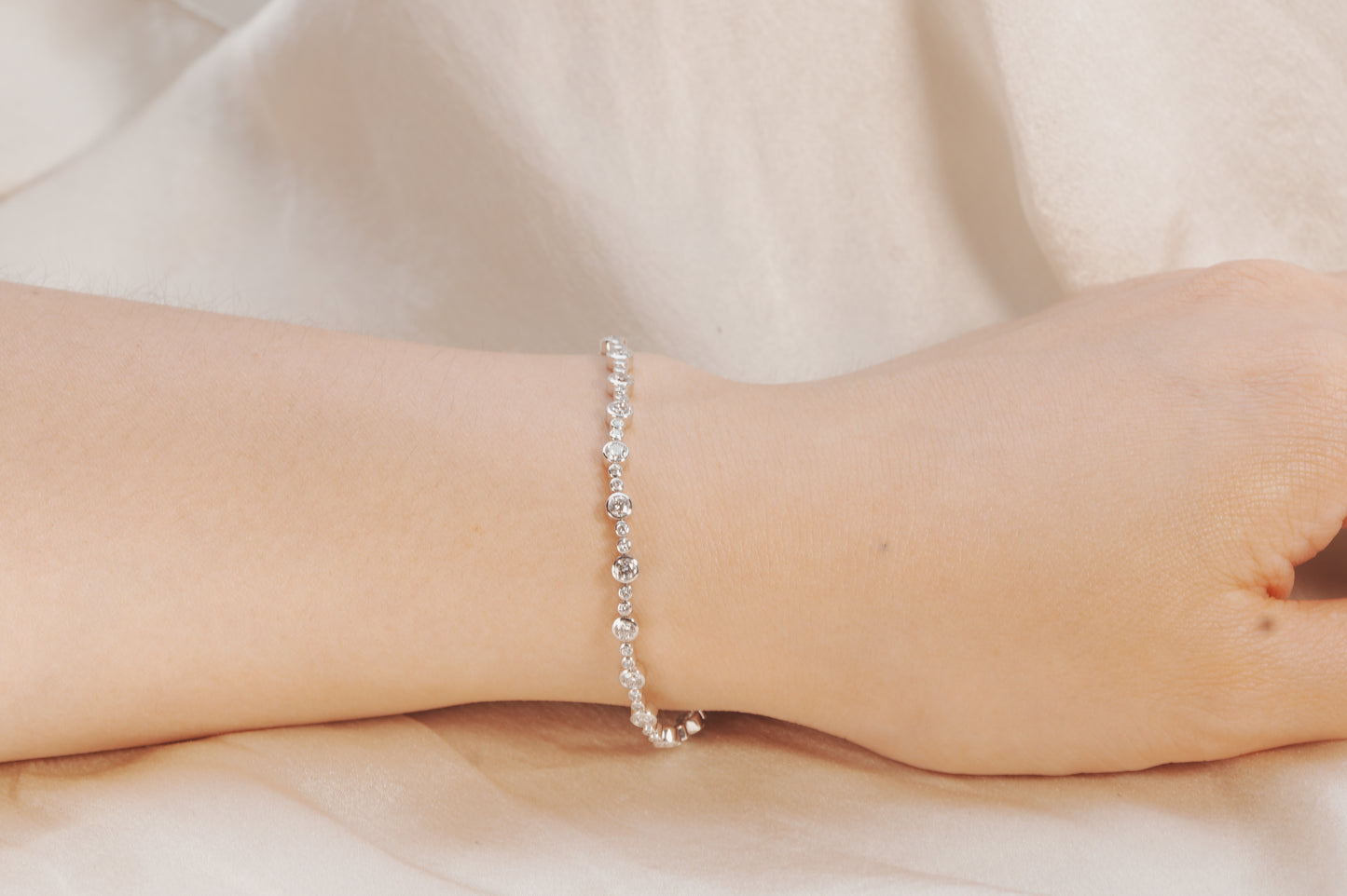 Round Bezel Set Line Bracelet