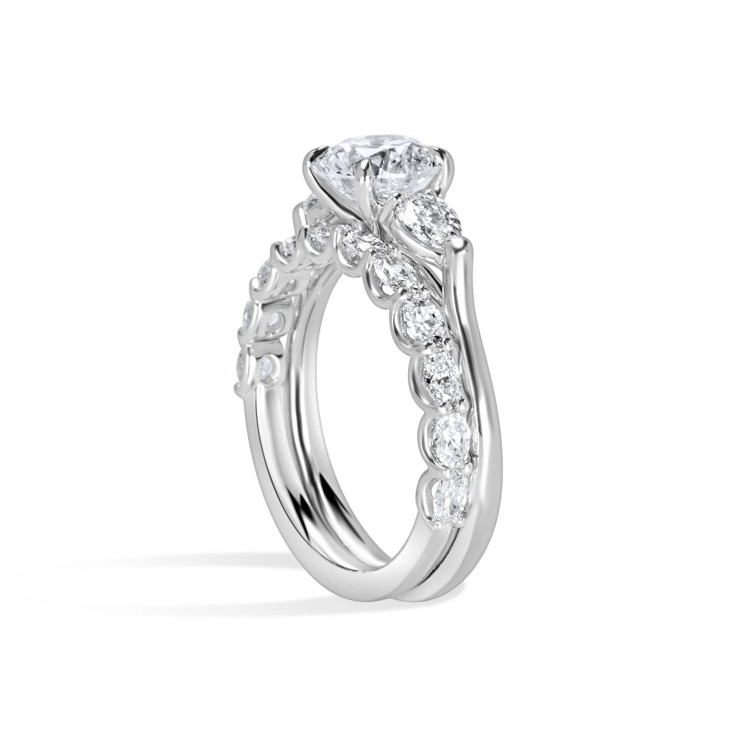 Olena Oval Brilliant Cut Diamond Half Way Band
