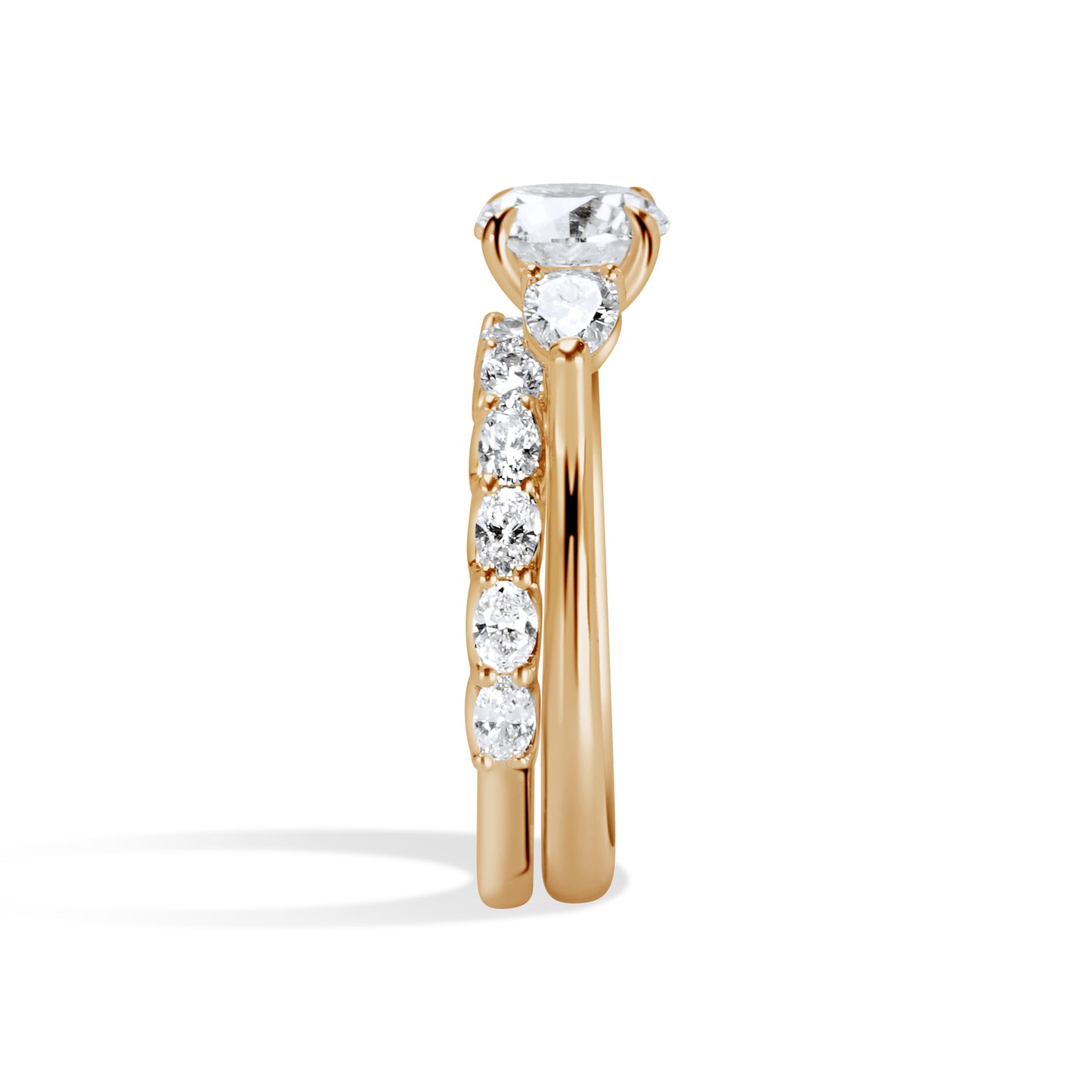 Olena Oval Brilliant Cut Diamond Half Way Band