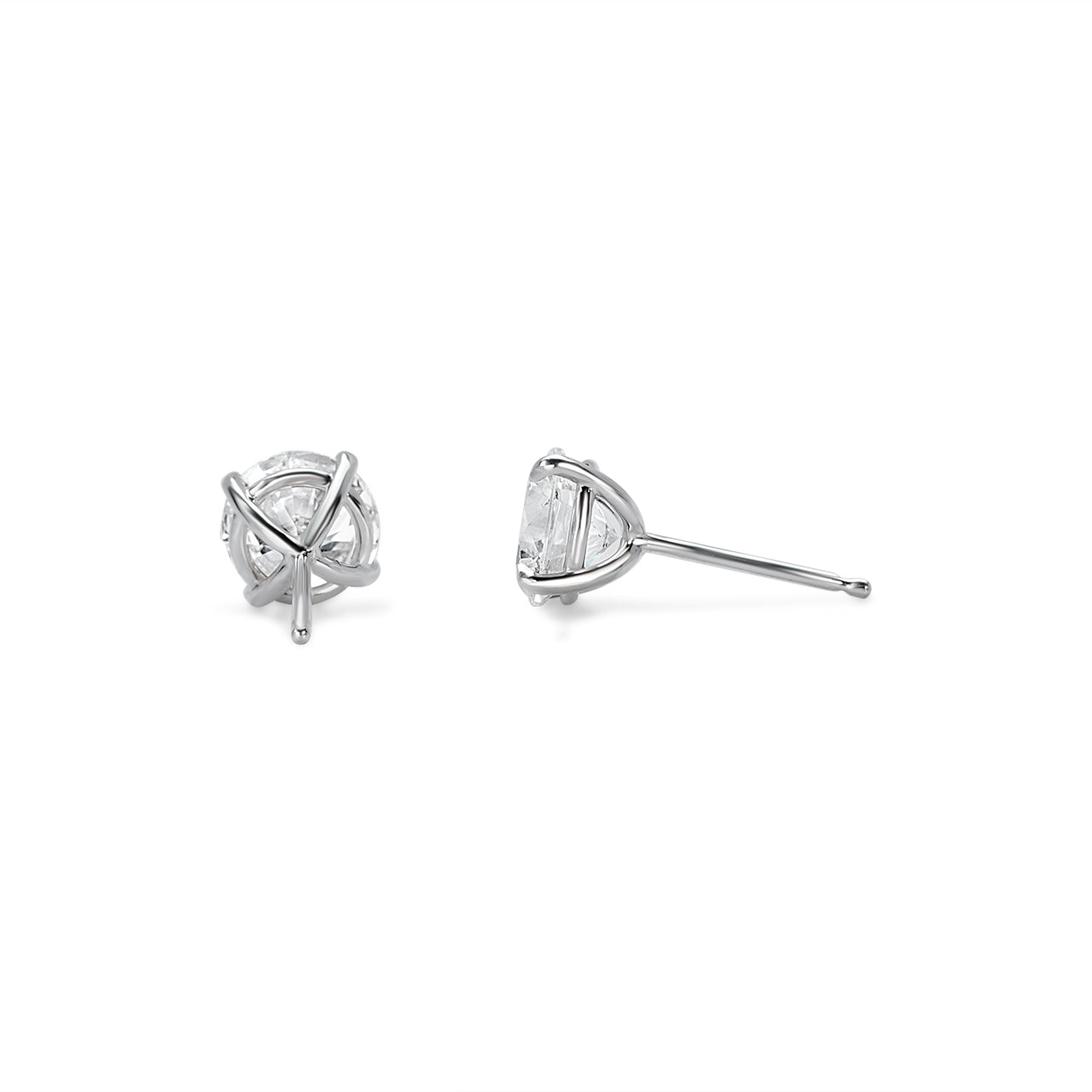Round Brilliant Diamond Solitaire Stud Earrings - 4 prongs