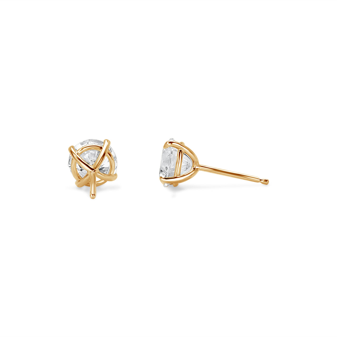 Round Brilliant Diamond Solitaire Stud Earrings - 4 prongs