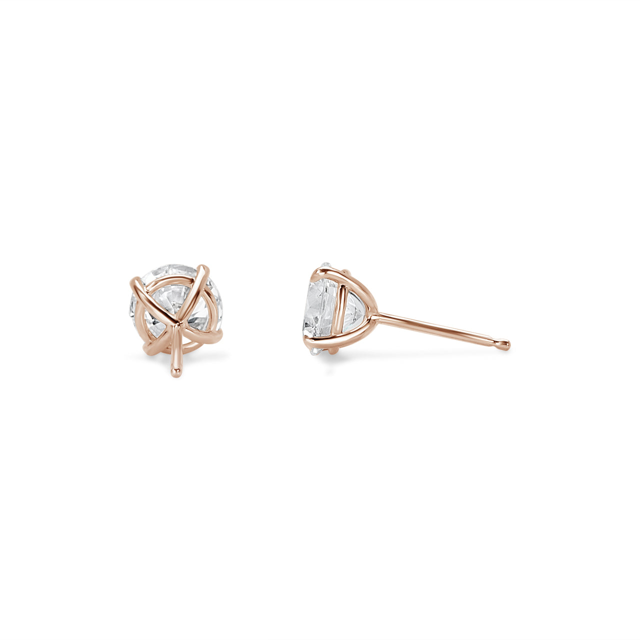 Round Brilliant Diamond Solitaire Stud Earrings - 4 prongs