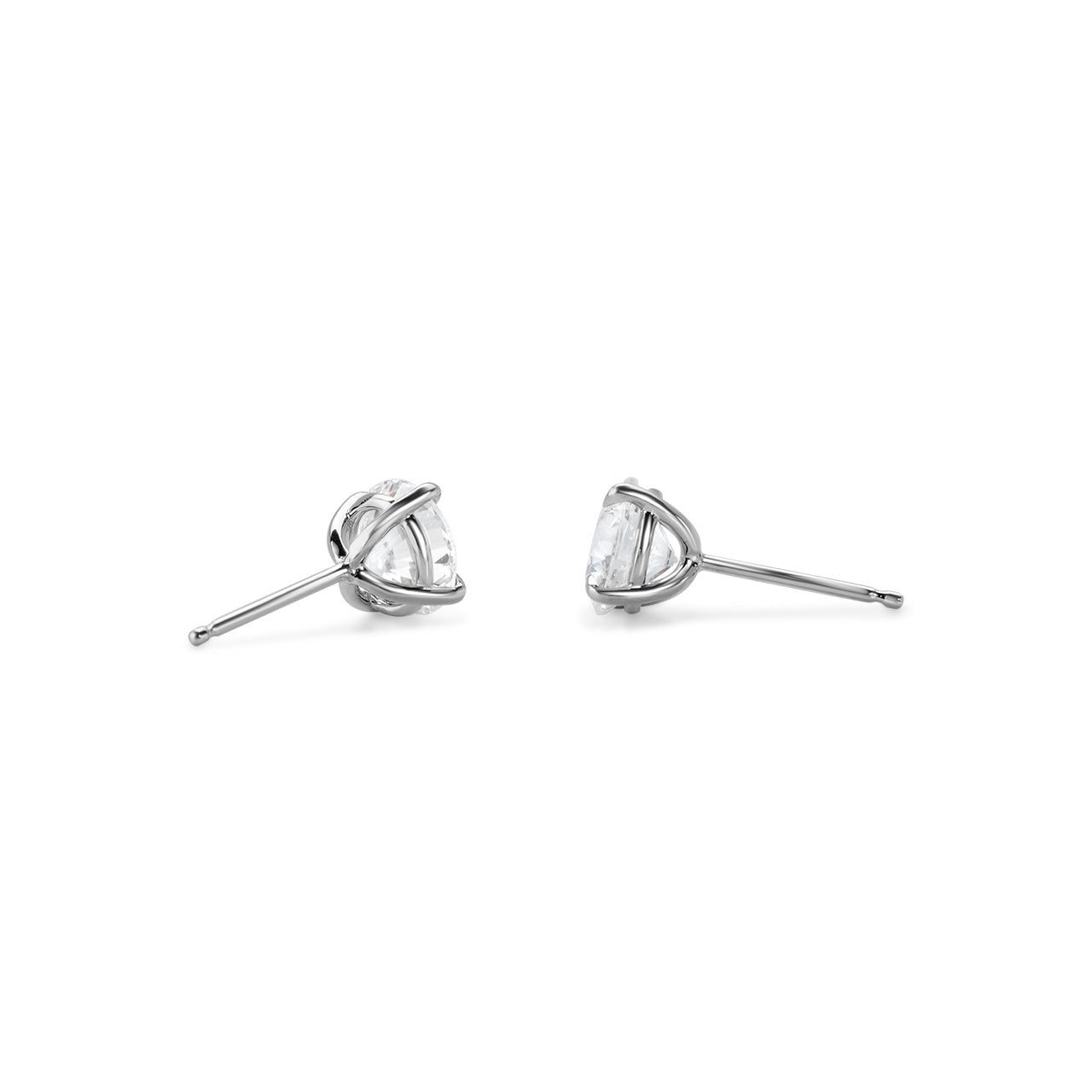 Round Brilliant Diamond Solitaire Stud Earrings - 4 prongs