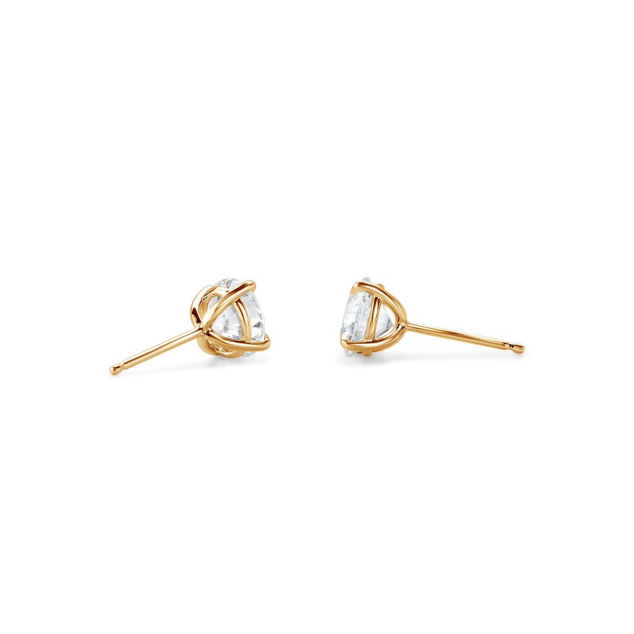 Round Brilliant Diamond Solitaire Stud Earrings - 4 prongs