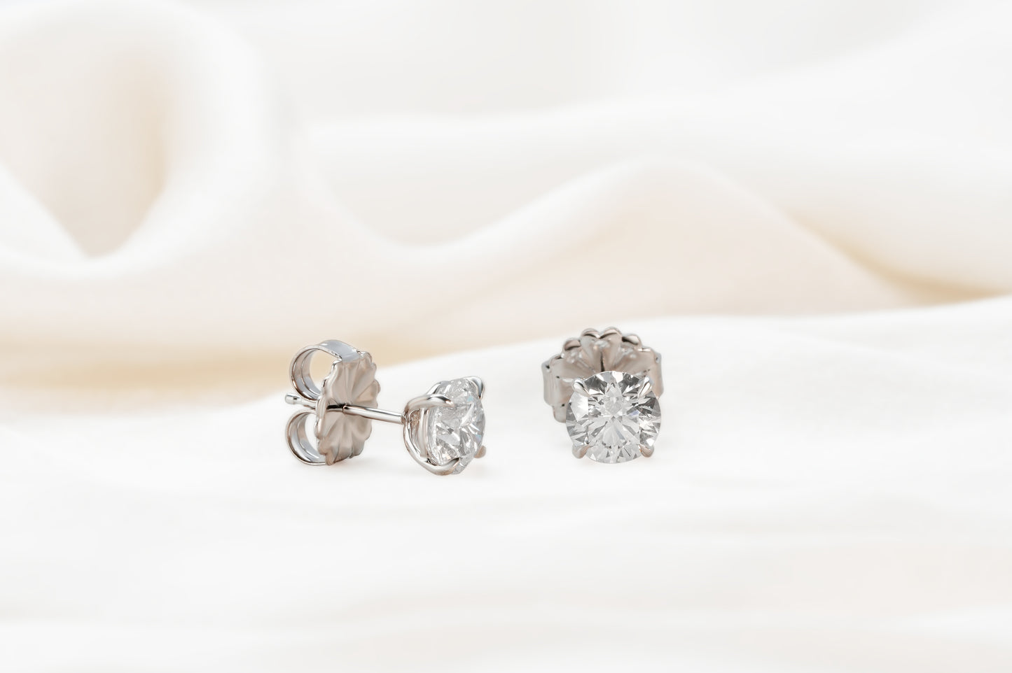 Round Brilliant Diamond Solitaire Stud Earrings - 4 prongs