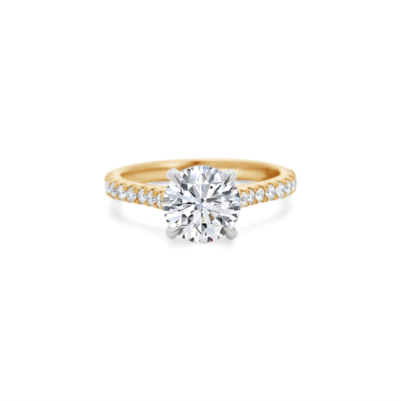 Round Brilliant Diamond Two-Tone Cathedral Pave Setting