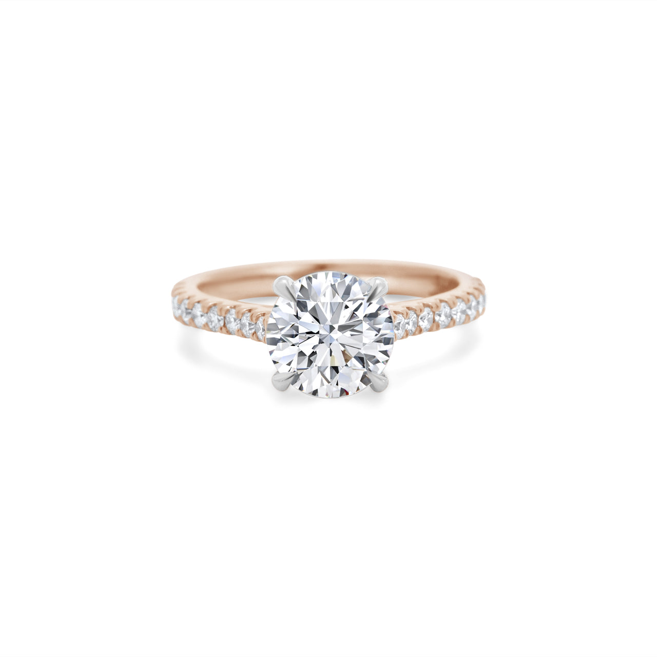 Round Brilliant Diamond Two-Tone Cathedral Pave Setting
