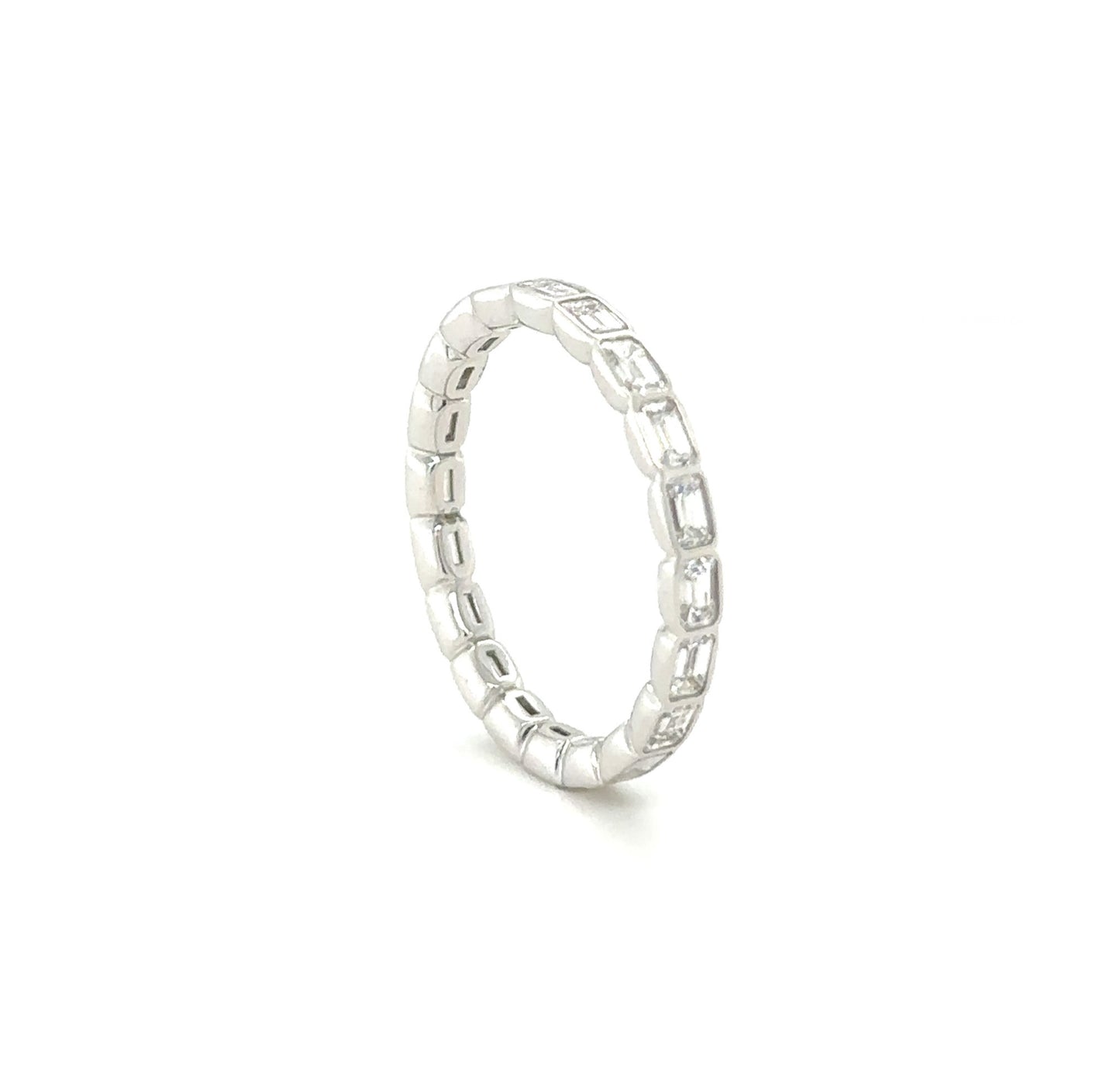 Emerald Cut Diamond East West Bezel Eternity Band