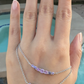 On Hand: Violet Rose Sapphire Smile Crescent Necklace set with Unheated Violet Rose Sapphires from Madagascar, in 18K White Gold, Single Prong and Double Prong Style.